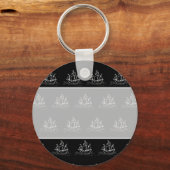 黒白の海賊船パターン。 キーホルダー (正面)