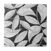 黒白の熱帯葉 タイル (正面)
