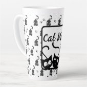 黒白の猫のママ カフェラテマグ (左アングル)