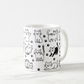 黒白の猫柄マグカップ コーヒーマグカップ (正面右)