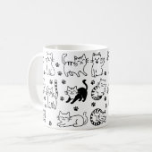 黒白の猫柄マグカップ コーヒーマグカップ (正面左)
