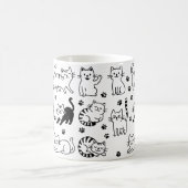 黒白の猫柄マグカップ コーヒーマグカップ (中央)