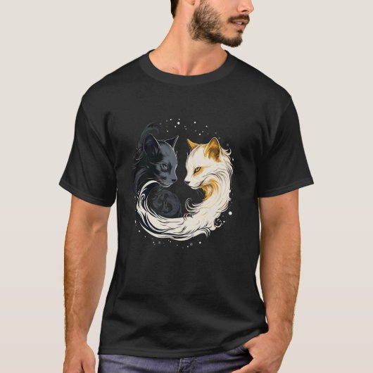 黒白の猫 Tシャツ (正面)