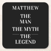 黒白の男神話伝説の独身者 スクエアペーパーコースター (正面)