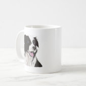 黒白の紅色の青い目 コーヒーマグカップ (正面左)