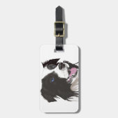 黒白の紅色の青い目 ラゲッジタグ (正面縦)