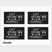 黒白の結婚式 Eat Drink & Be Married 長方形シール (シート)