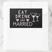 黒白の結婚式 Eat Drink & Be Married 長方形シール (バッグ)