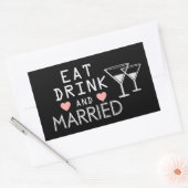黒白の結婚式 Eat Drink & Be Married 長方形シール (封筒)