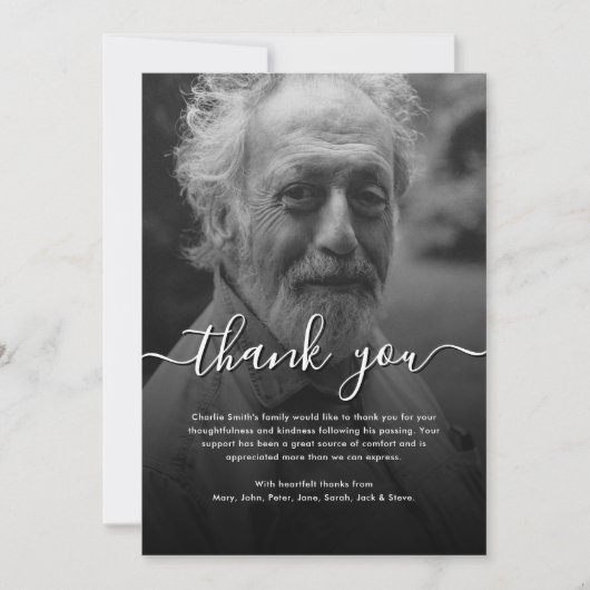 黒白の脚本　葬儀/追悼　感謝 カード (正面)