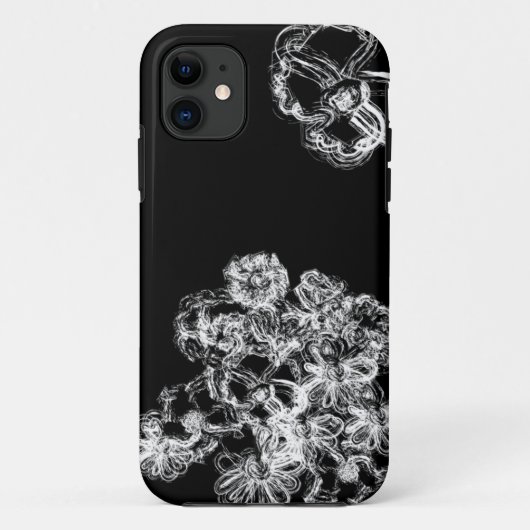 黒白の花が鉛筆で描かれたカントリー風のiPhone 5ケース Case-Mate iPhoneケース (裏面)