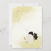 黒白の花とゴールドの葉の結婚式 招待状 (裏面)