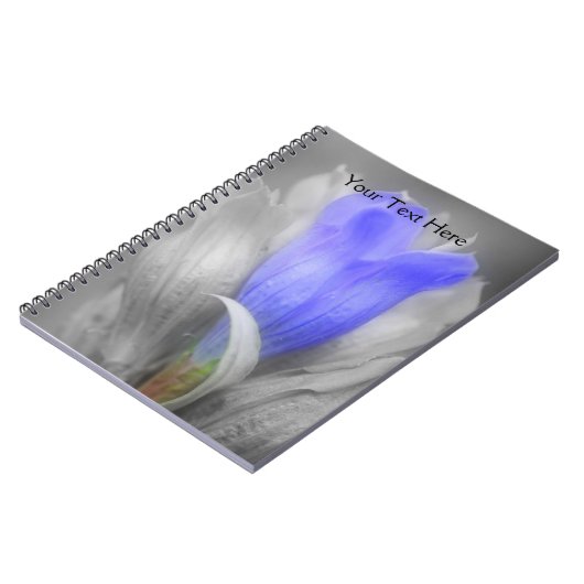 黒白の花手帳に飾った花模様 ノートブック (左側)