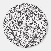 黒白の花 マグネット (正面)