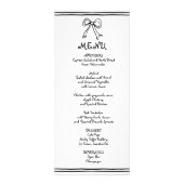 黒白の落書きリボン ウェディング メニューカード ラックカード (正面)