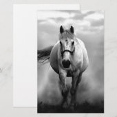 黒白の走る馬の自由 便箋 (正面/裏面)