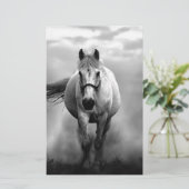 黒白の走る馬の自由 便箋 (スタンド正面)