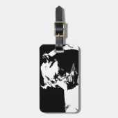 黒白の雌ライオンポップ・アートのアート ラゲッジタグ (正面縦)