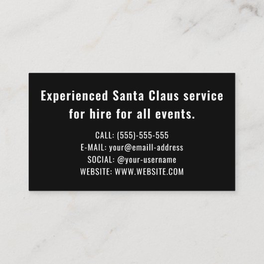 黒白の鹿と雪片サンタクロース 名刺 (裏面)