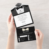 黒白のMr. | ゲイカップルの男性結婚写真 オールインワン招待状 (貼ってはがせる)