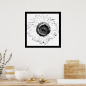 黒白ひまわり ポスター (キッチン)