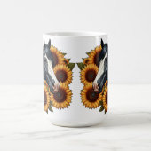 黒白ひま絵を描花付き馬 コーヒーマグカップ (中央)