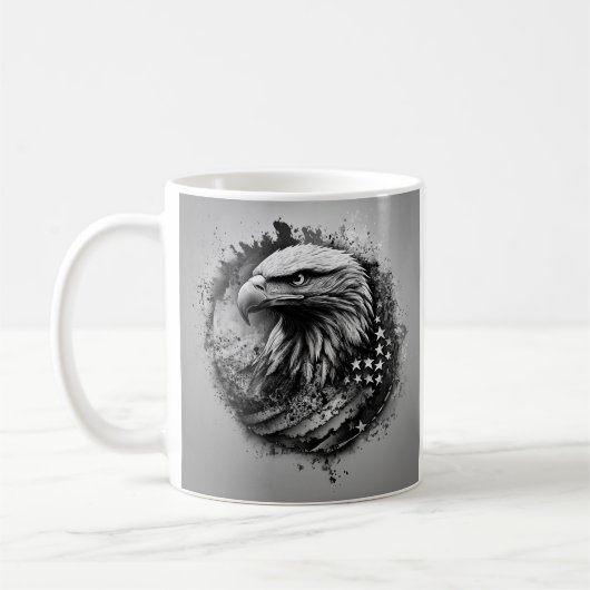 黒白アメリカ国旗のハゲ コーヒーマグカップ (左)