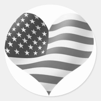 黒白アメリカ国旗 ラウンドシール