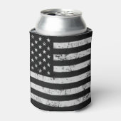 黒白アメリカ国旗 缶クーラー (缶正面)