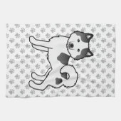 黒白アラスカン・マラミュート かわいいキャラクター 犬 キッチンタオル (横)