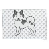 黒白アラスカン・マラミュート かわいいキャラクター 犬 枕カバー (正面左)