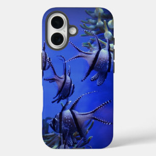 黒白アンジェフィッシュ深いブルーシー iPhone 16ケース