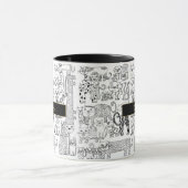 黒白イラストの猫 名前 マグカップ (中央)