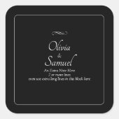 + 黒白インフィニティ  新婦新郎名とメモ スクエアシール (正面)