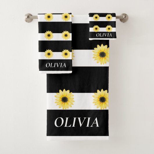 黒白エレガントのサンフラワー バスタオルセット (インサイチュ)