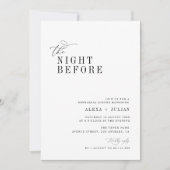 黒白エレガントのリハーサルのディナーを台本にする 招待状 (正面)