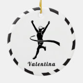 黒白ガールランニングズ・マラソンランナージョガー セラミックオーナメント (裏面)