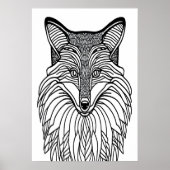 黒白キツネ | AIアートポスター ポスター (正面)