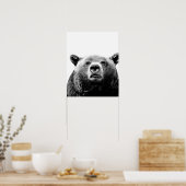 黒白クマの森の動物のピークボーの写真 ポスター (キッチン)