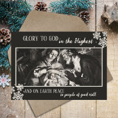 黒白クリスチャン家族フォトクリスマス シーズンカード