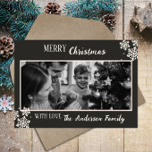 黒白クリスチャン家族フォトクリスマス シーズンカード