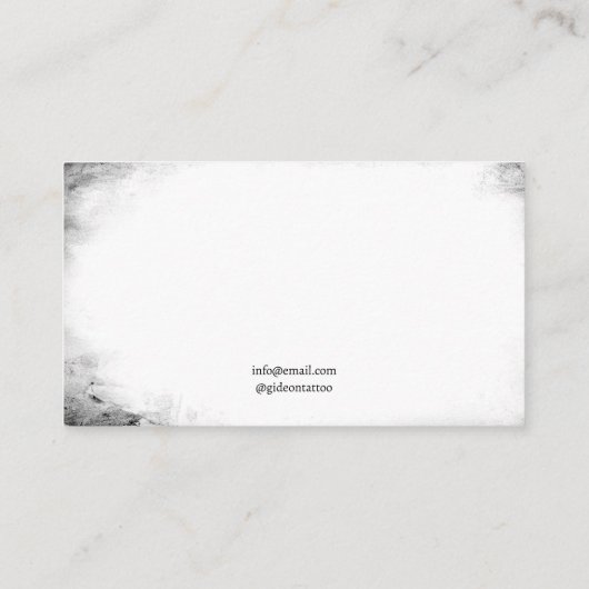 黒白グランジクロウシルエットタトゥーアーティスト 名刺 (裏面)