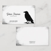 黒白グランジクロウシルエットタトゥーアーティスト 名刺 (正面/裏面)