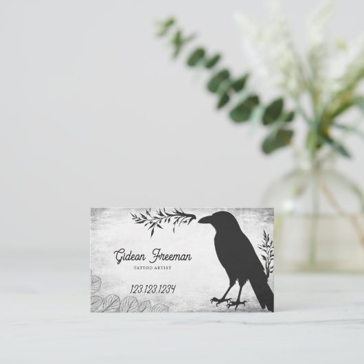 黒白グランジクロウタトゥーアーティスト 名刺 (スタンド正面)