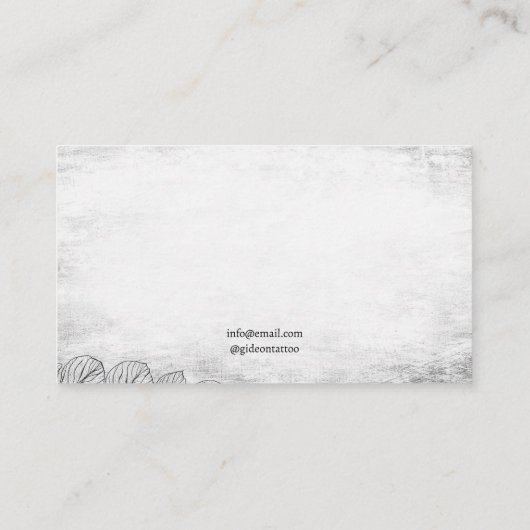 黒白グランジクロウタトゥーアーティスト 名刺 (裏面)