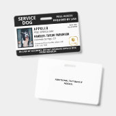 黒白サービス犬ロゴ＆写真ID バッジ (正面＆裏面)