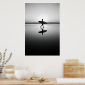 黒白サーファーとサンセット ポスター (キッチン)