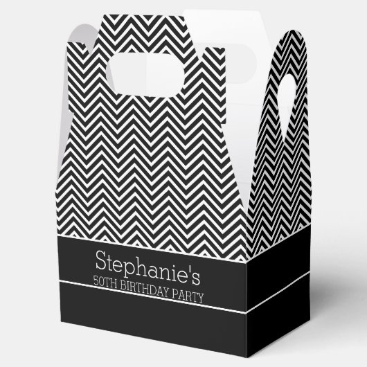 黒白シェブロン誕生日パーティー フェイバーボックス (オープン)