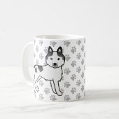 黒白シベリアンハスキー漫画犬と足 コーヒーマグカップ (正面左)