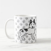 黒白シベリアンハスキー漫画犬と足 コーヒーマグカップ (左)